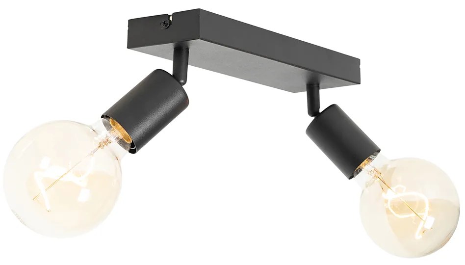 Spot modern negru dreptunghiular cu 2 lumini - Facil