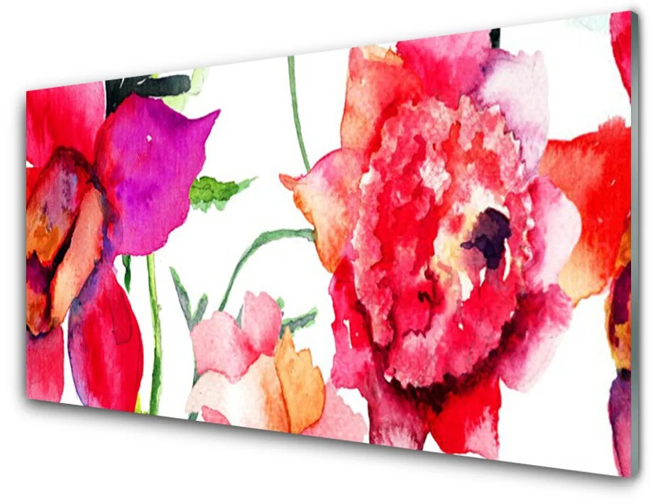 Tablouri acrilice Flori Art Rosu Roz Verde