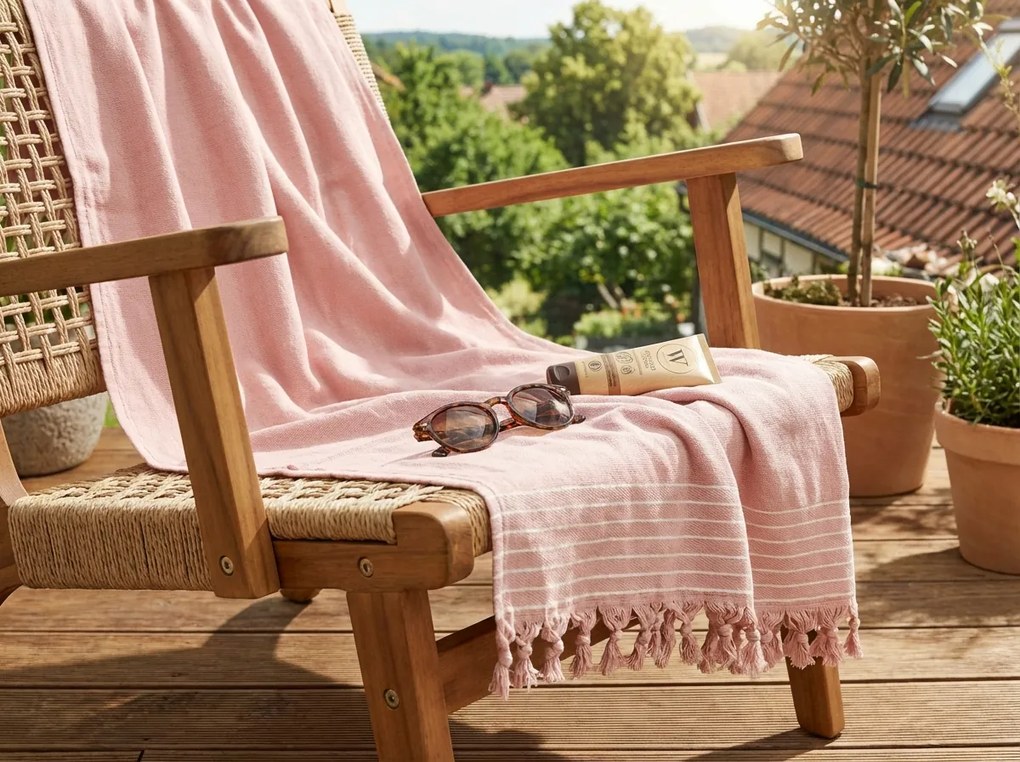 Prosop de plaja WALRA roz 90 x 180 cm, 100% bumbac