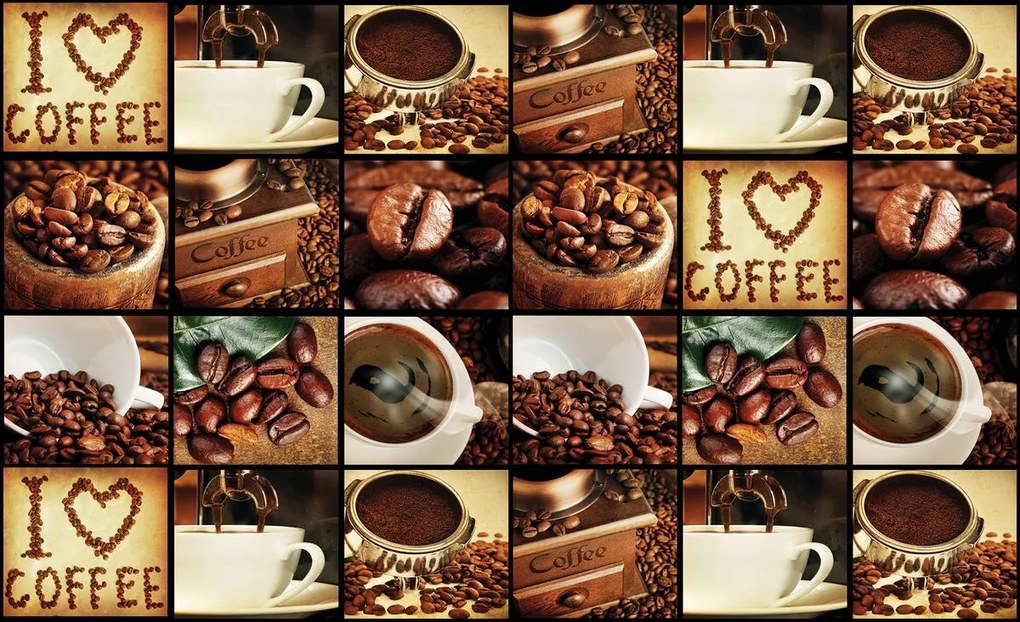 Fototapet - I Love Coffee - colaj (254x184 cm), în 8 de alte dimensiuni noi