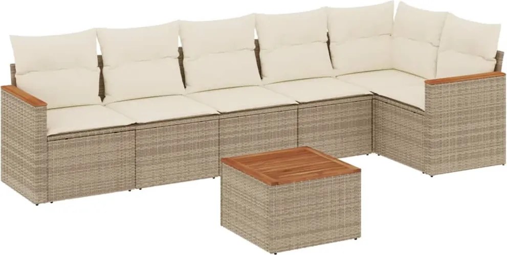 vidaXL Set canapele de grădină, 7 piese, cu perne, bej, poliratan