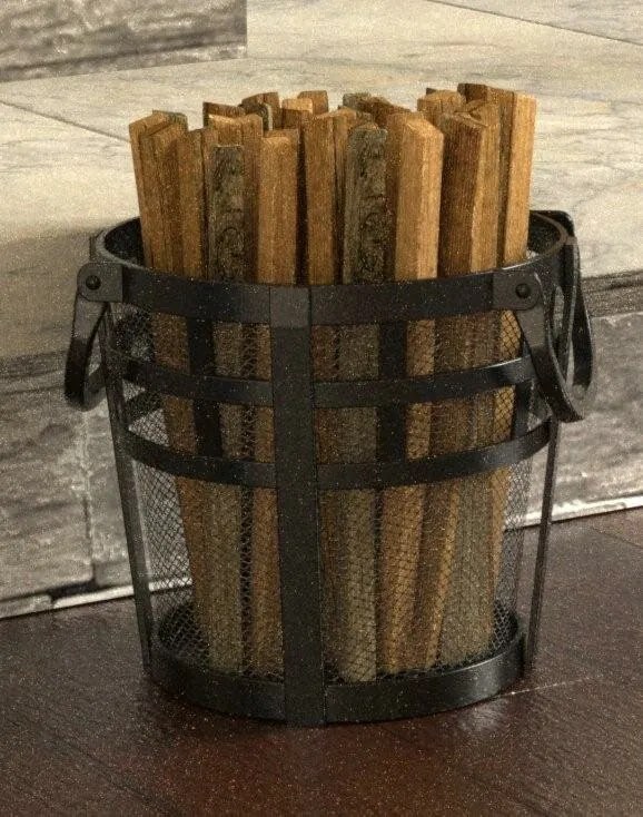 Coș pentru lemne din fier, negru