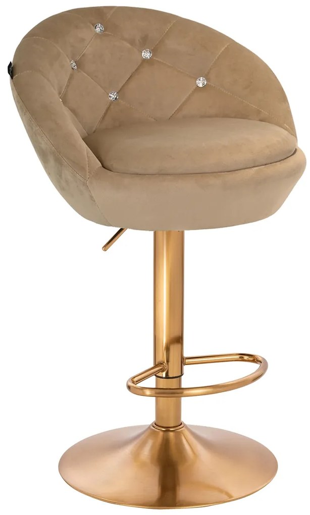 HR948W Scaun Latte din Catifea cu Bază Aurie