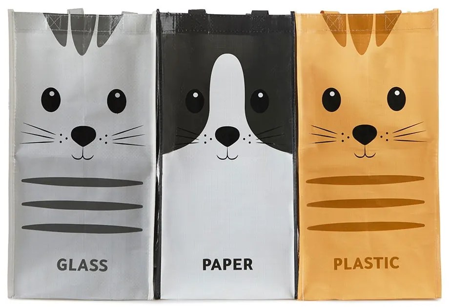 Set de pungi pentru reciclare 3 buc. 3x20 l din plastic Meow – Balvi