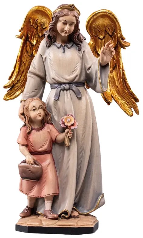 Statueta lemn "Fetiță ocrotită", 20cm