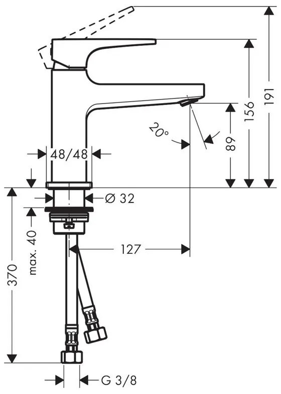 Baterie lavoar cu ventil, Hansgrohe, Metropol 100, negru mat