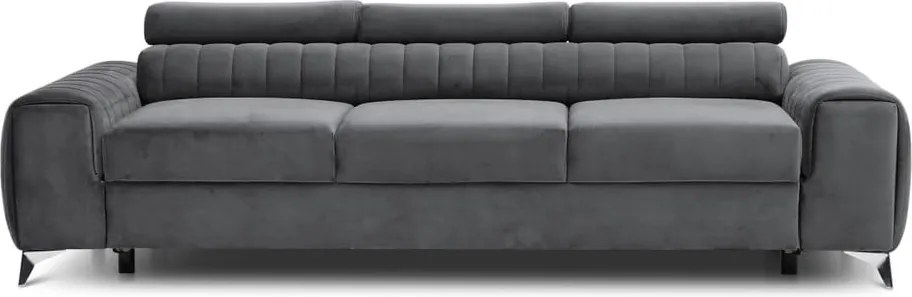 Canapea gri închis extensibilă cu tapițerie din catifea 261 cm Laurence – ELTAP