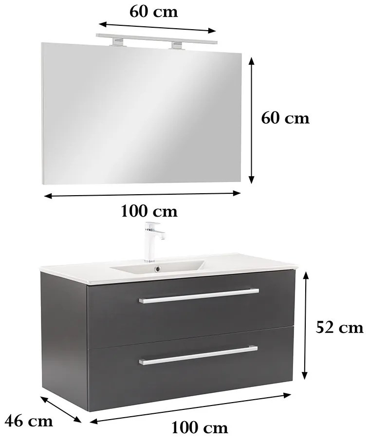 Mobilier complet de baie Vario Clam 100 antracit-antracit