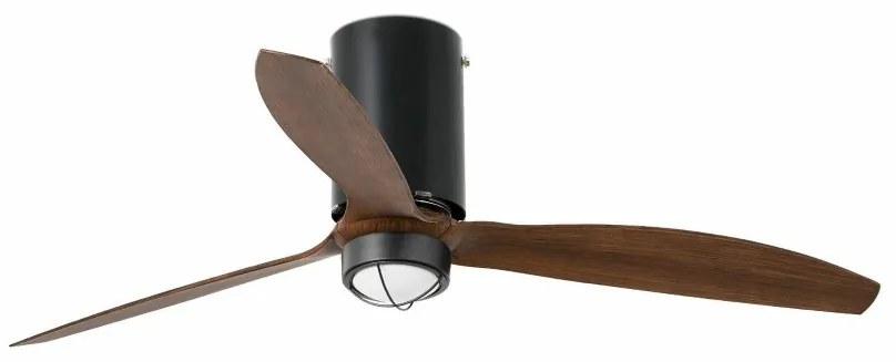 Lustra cu Ventilator si telecomanda MINI TUBE M LED negru mat/maro