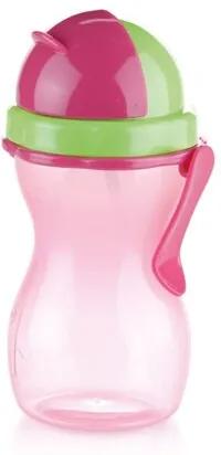 Sticlă de copii Tescoma BAMBINI, cu pai, roz, 300ml