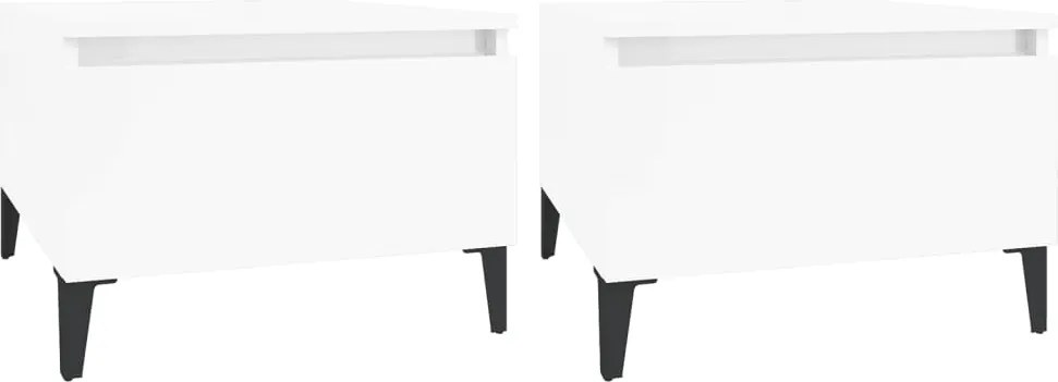 vidaXL Mese laterale 2 buc. alb extralucios 50x46x35 cm lemn compozit