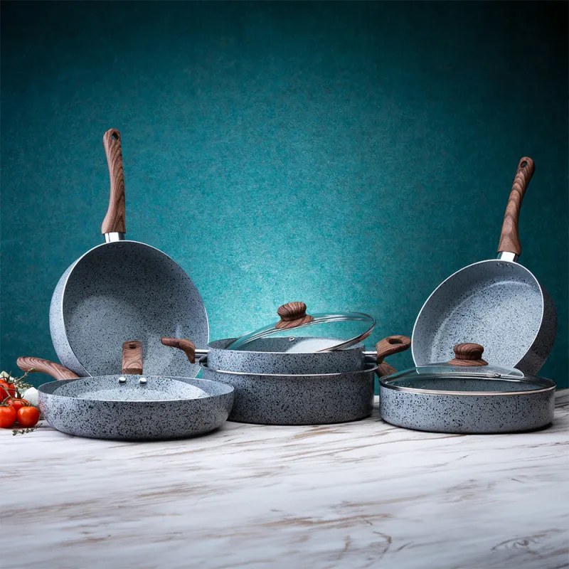 Tava Oliver Voltz Siena OV51222J28, 28 cm, Rotunda, Finisaj marmura, Gri