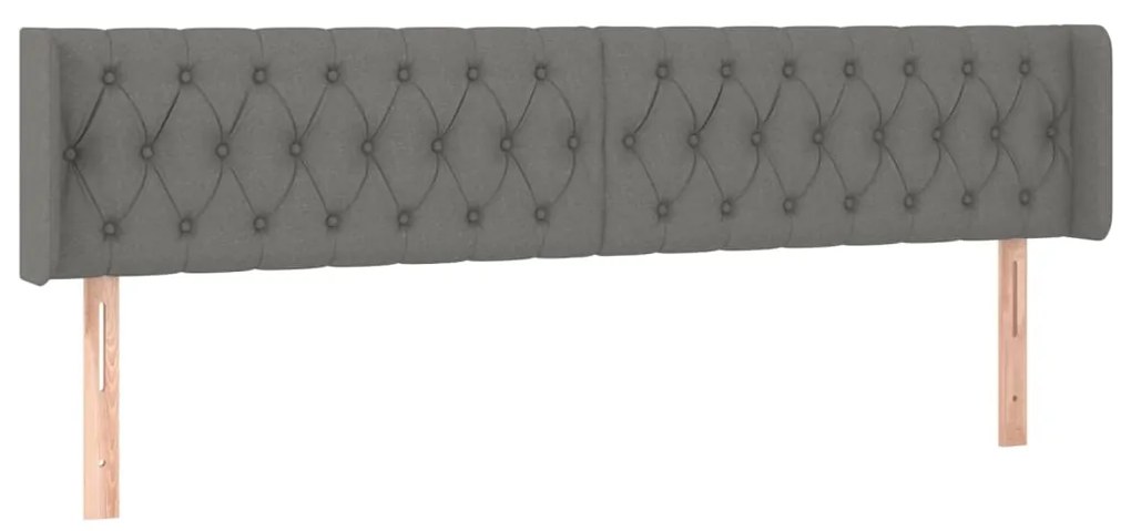 3119119 vidaXL Tăblie de pat cu aripioare gri închis 183x16x78/88 cm textil
