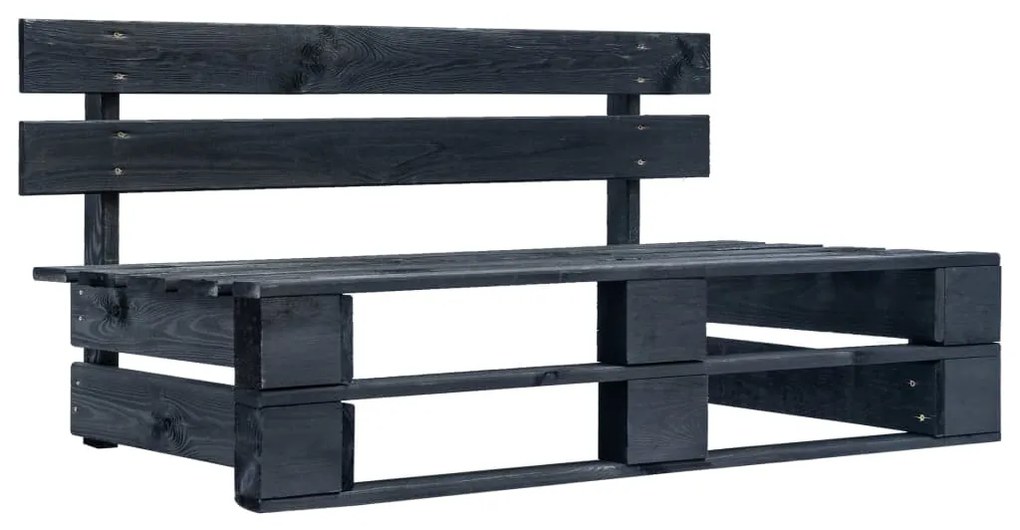 3066871 vidaXL Set mobilier paleți cu perne, 6 piese, negru, lemn pin tratat
