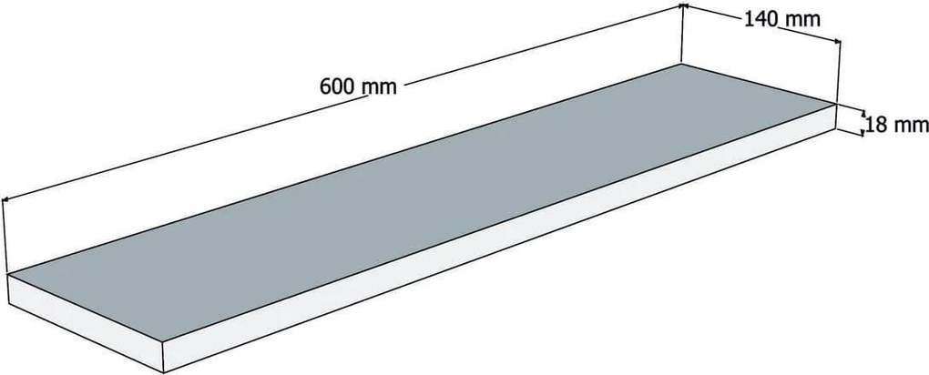 Raft de perete, Board Homs, Alb, 60 x 14 x 1.8 cm, PAL