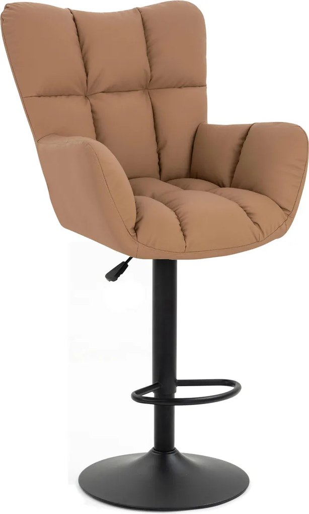 HR650W Scaun Caramel Piele Ecologica Premium Soft cu Bază Neagră