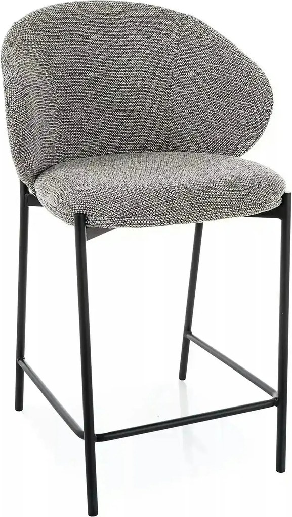 Scaun bar KIOTO H-2, gri/negru, stofă/metal, 54x44x90 cm