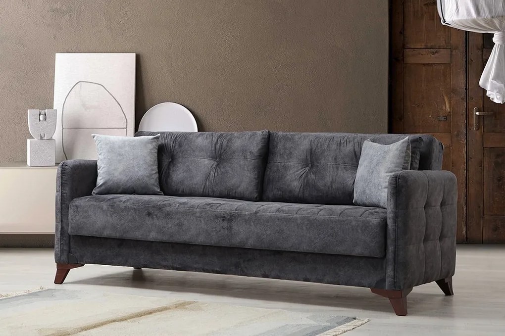 Canapea Retro, culoare gri, 220 x 95 cm