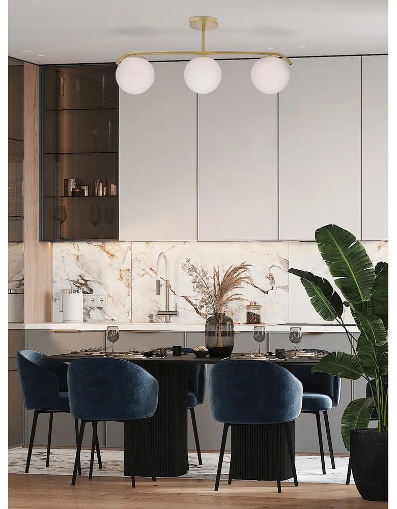 Plafonieră albă/aurie cu abajur din sticlă 15x69 cm Amadeo – Candellux Lighting