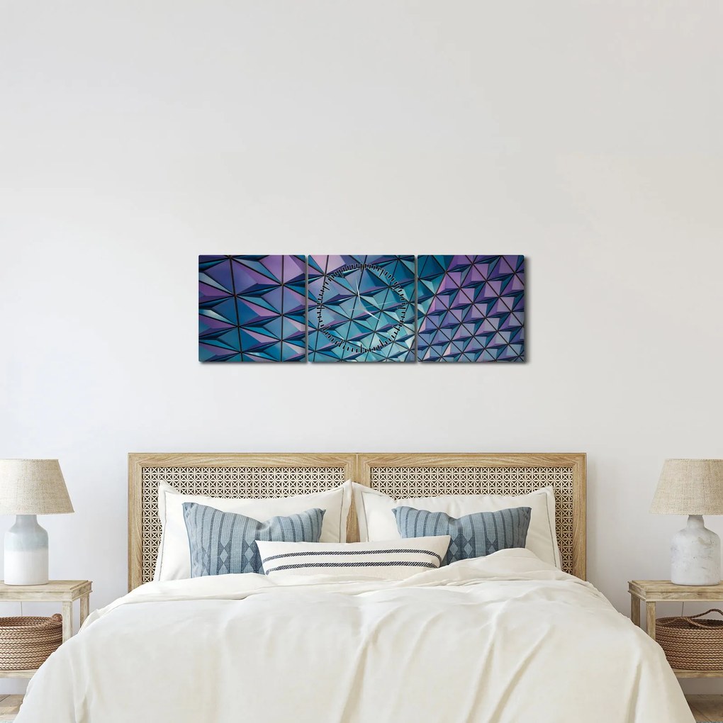 Tablou - structură colorată (cu ceas) (90x30 cm)