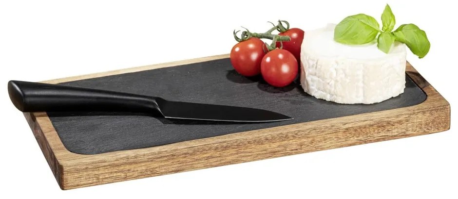 Platou de servire negru-natural din lemn 30x15 cm – Wenko