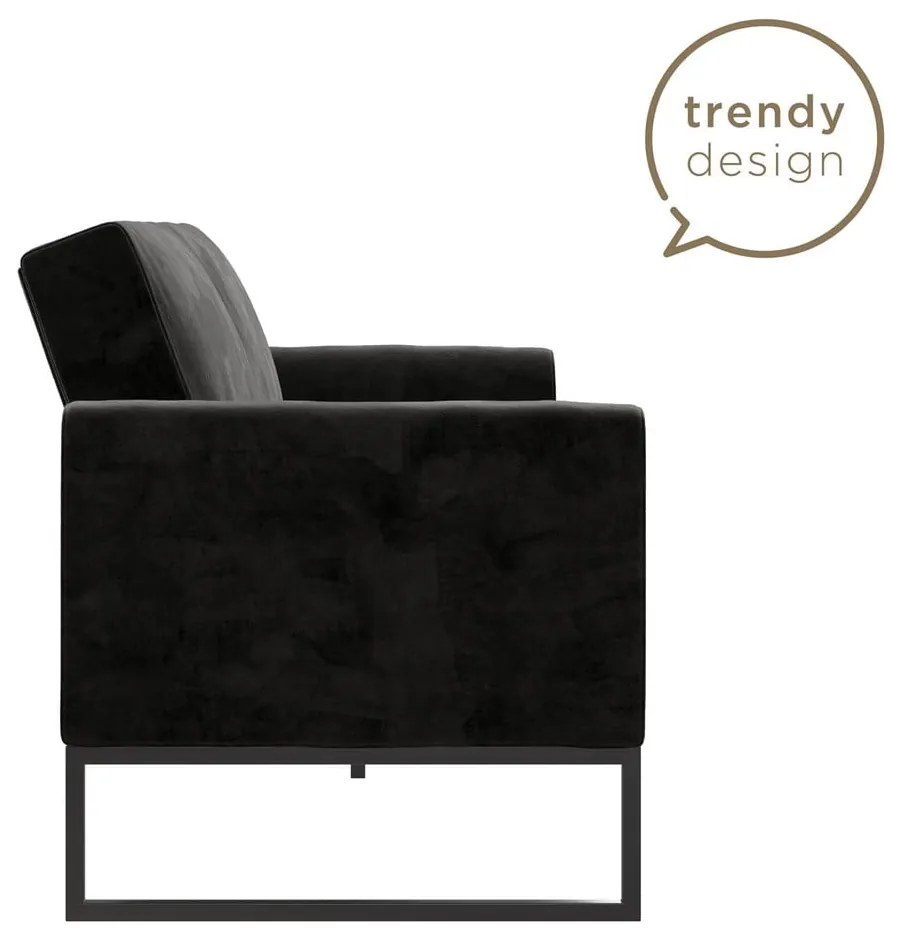 Canapea extensibilă neagră 217 cm Adley - CosmoLiving by Cosmopolitan