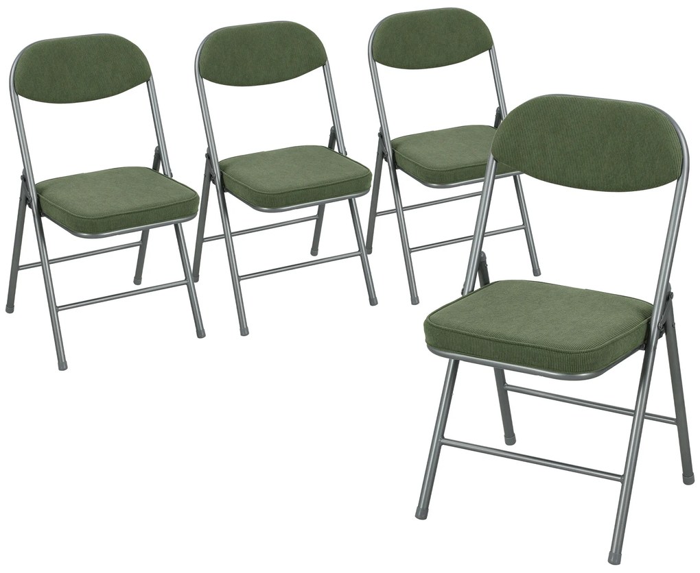 HOMCOM Lot de 4 scaune pliante scaune de sufragerie portabile cu șezuturi și spătare căptușite din catifea cotelată verde | Aosom Romania