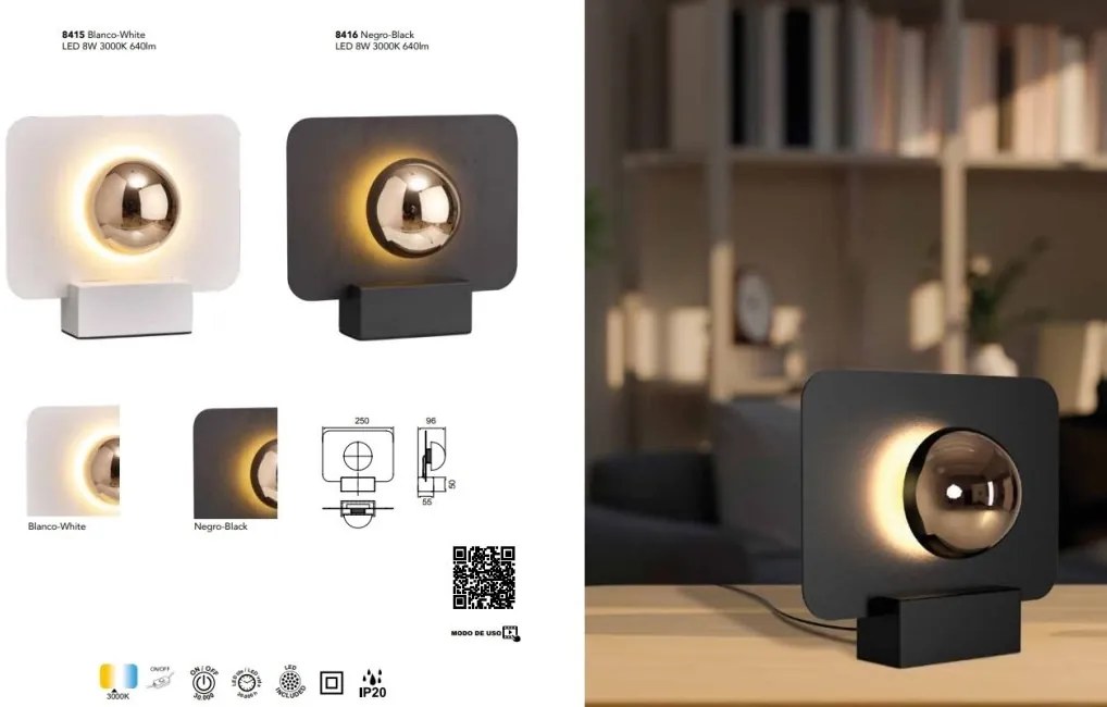 Veioza, Lampa de masa LED design ambiental Alba Black