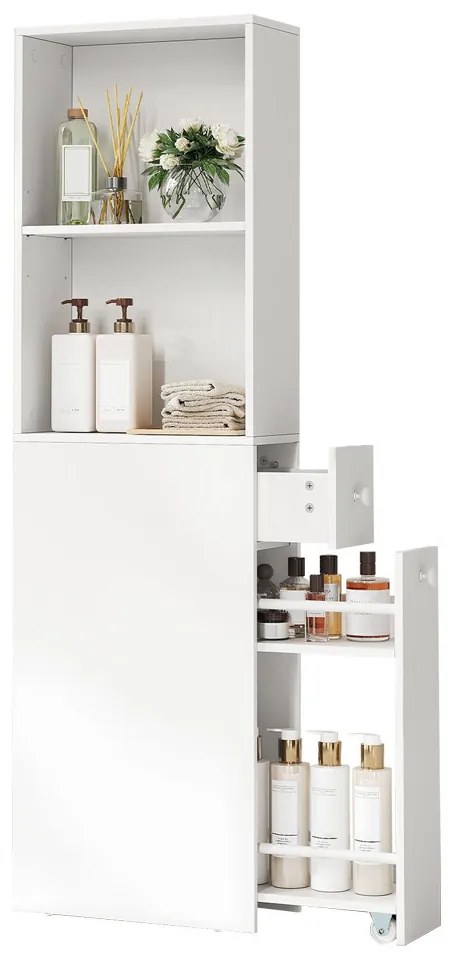 Dulap de baie extensibil cu 2 rafturi laterale 134.4x40x18 cm