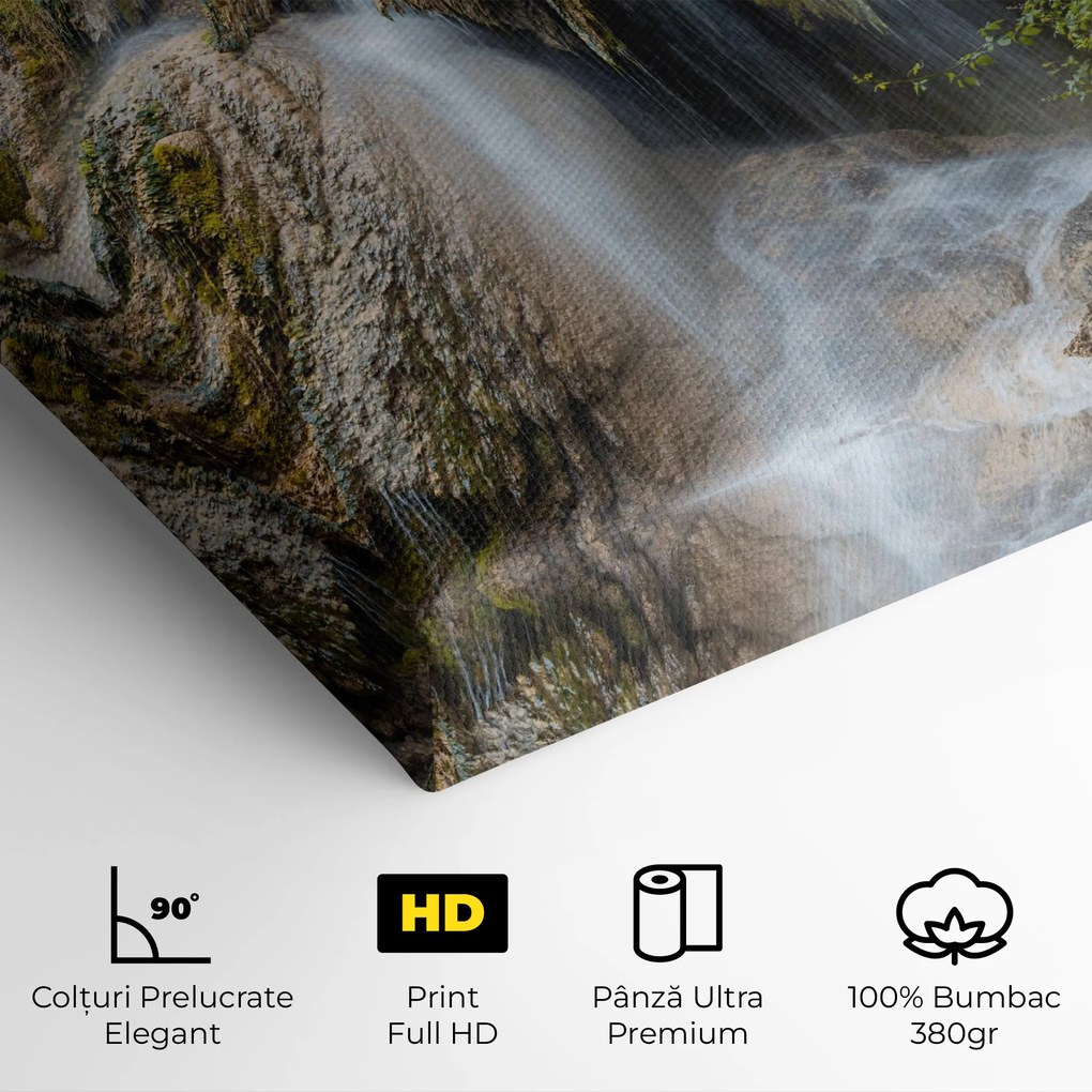 Tablou Canvas, 100x200cm, Dormitor si Living, Peisaje, Cascade, Forest Waterfall View