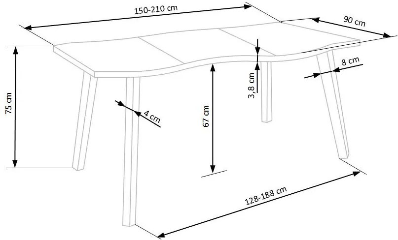 Masa extensibila Dickson 2 L150-210 cm