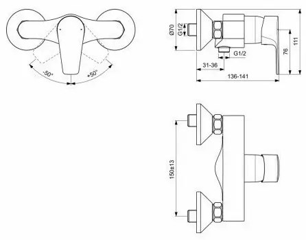 Baterie pentru dus Ideal Standard Cerafine D