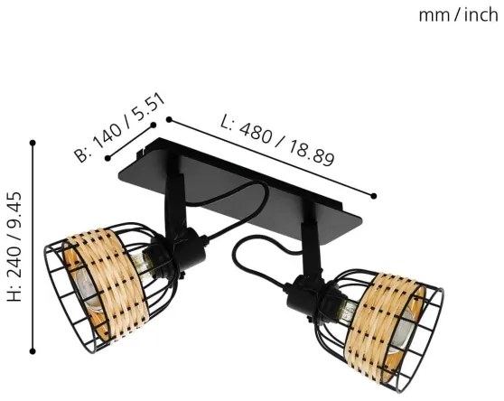 Eglo 43325 - Lampă spot ANWICK 1 2xE27/40W/230V