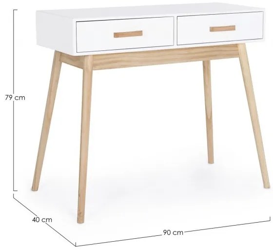 Consola alba din lemn de Paulownia, 90x40x79 cm, Ordinary Bizzotto