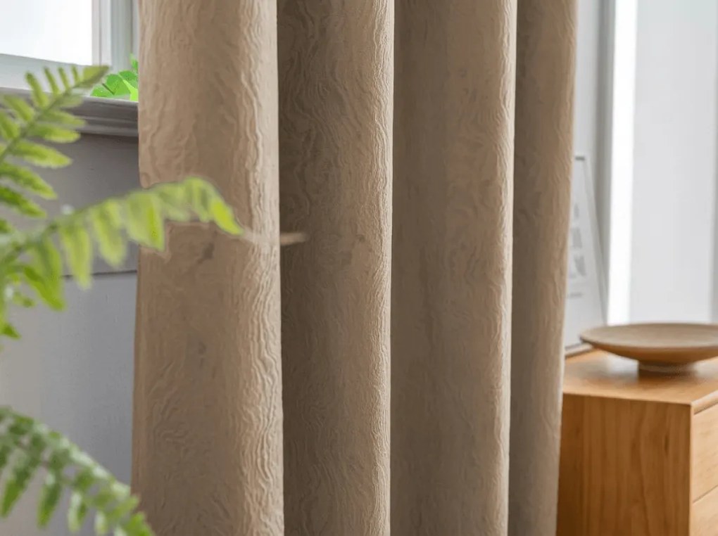 Draperie opaca DUNES VELVET 140x250 cm, bej-maro Agatat: Inele metalice