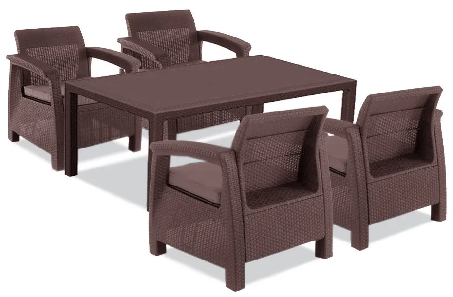 Set de mobilier de grădină Corfu Relax cu masă Melody, maro