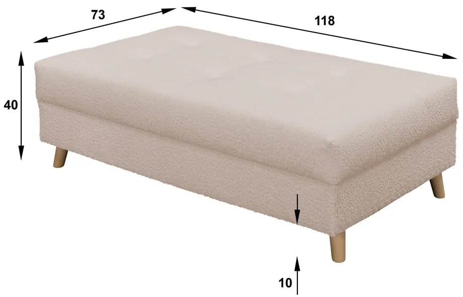 Taburet bej cu tapițerie din stofă bouclé Ariella – Ropez