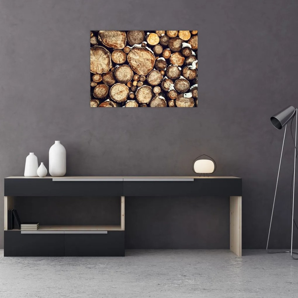 Tablou - Lemn în zăpadă (70x50 cm)
