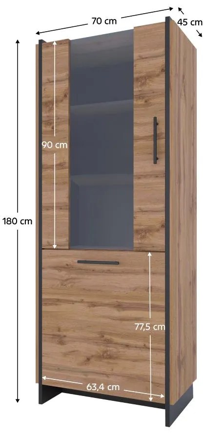 Vitrină Adivinaba 1 (stejar wotan + negru) . 1116754