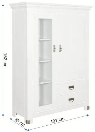 Comoda Saint Tropez, 2 Usi si 2 Sertare, Alb, 107 Cm