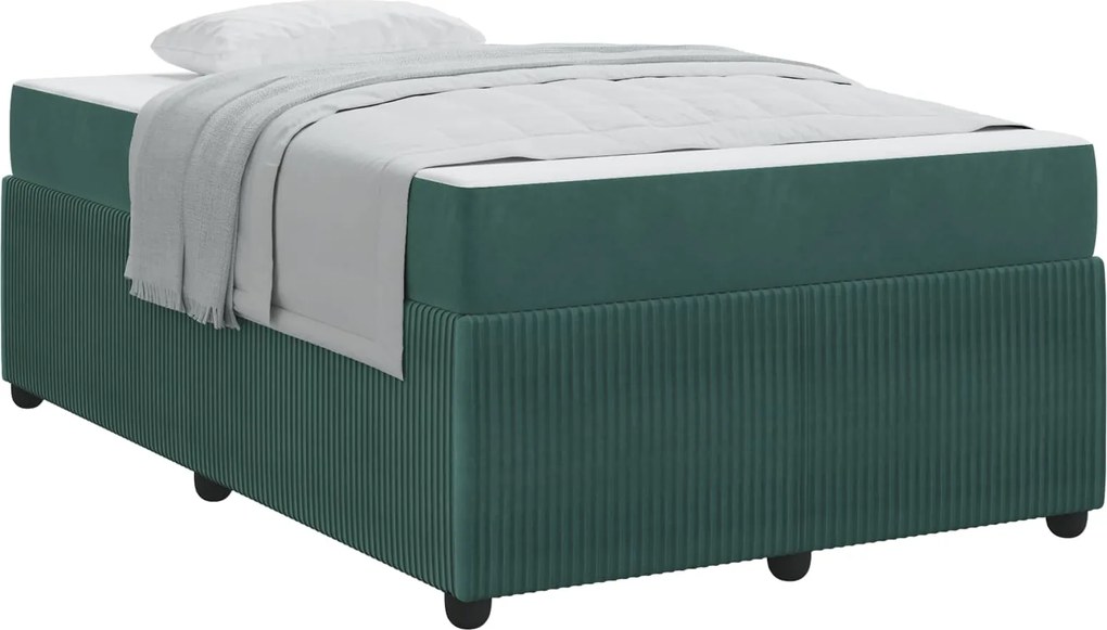 vidaXL Cadru de pat cu saltea Verde închis 120 x 200 cm țesătură