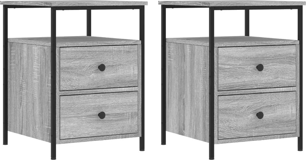 vidaXL Noptiere, 2 buc., gri sonoma, 44x45x60 cm, lemn compozit
