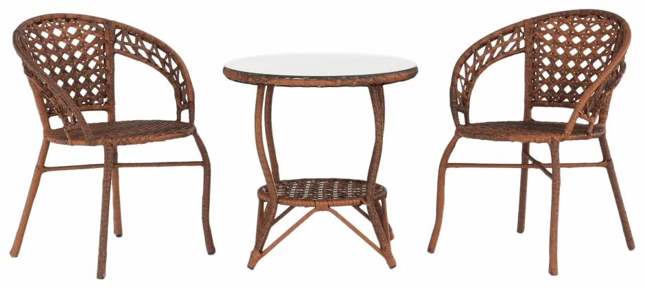 Set de grădină masa + 2 scaune Olympia maro