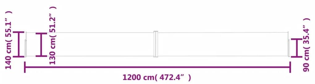 Copertina laterala retractabila de terasa, crem, 140 x 1200 cm Crem, 1200 x 140 cm