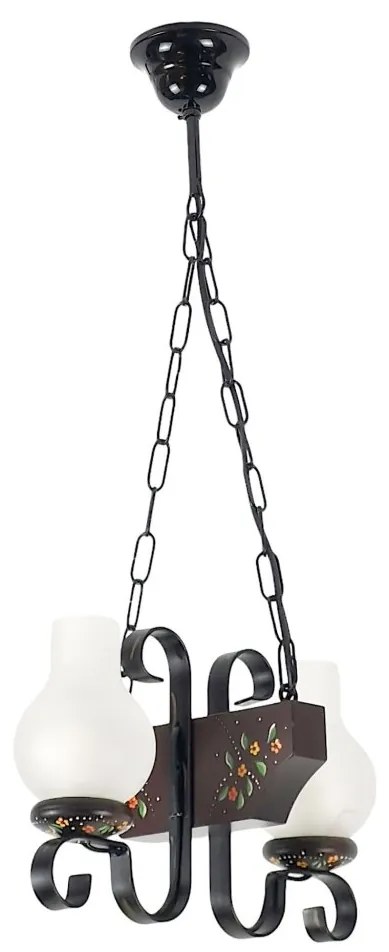 Candelabru rustic fabricat manual din lemn pictat 2 brate Vela