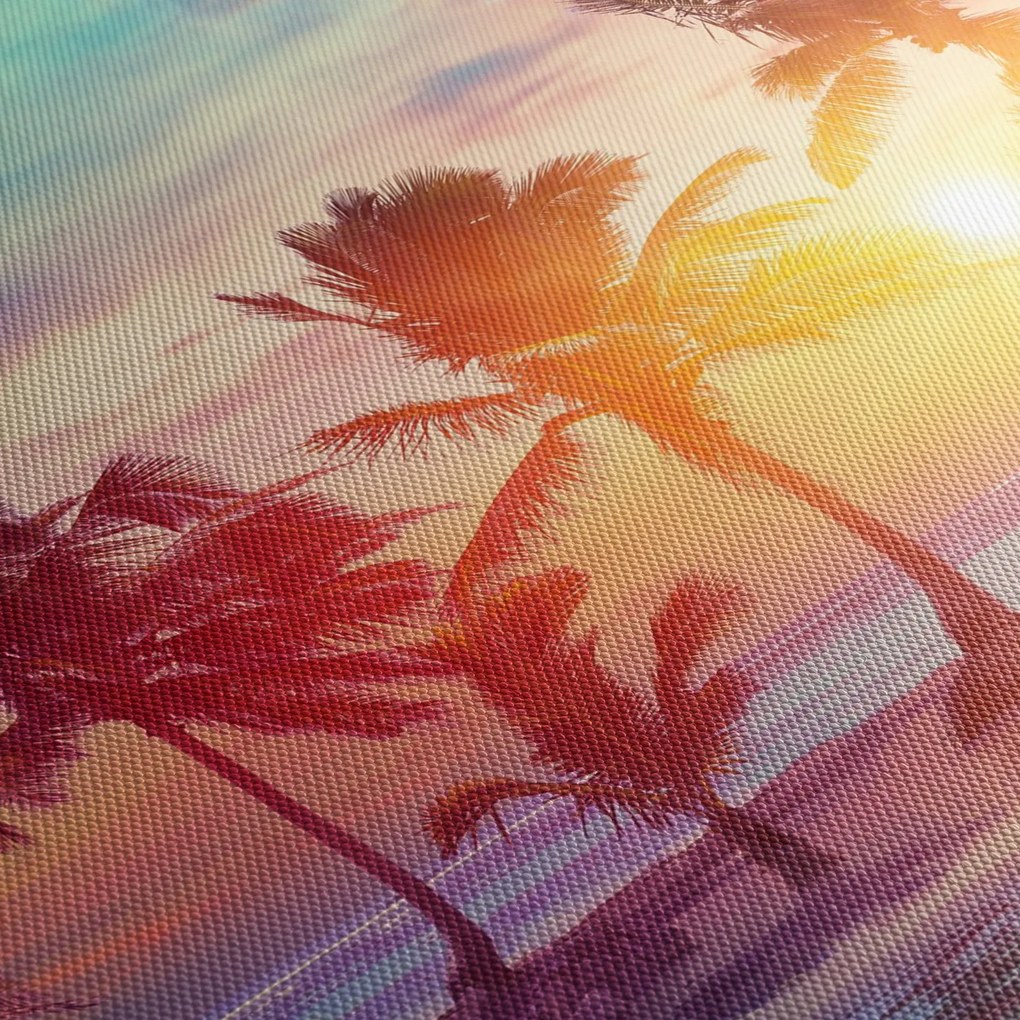 Tablou - Apus de soare tropical (cu ceas) (90x30 cm)