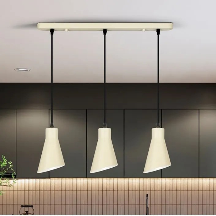 Lustra cu 3 pendule din metal crem satinat Bera