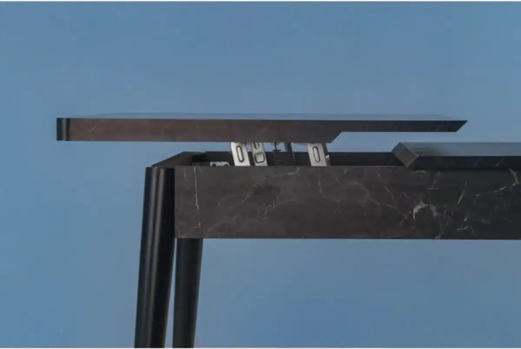 Set masa extensibila cu 4 scaune tapitate Homs marmorat negru 170 x 80 cm