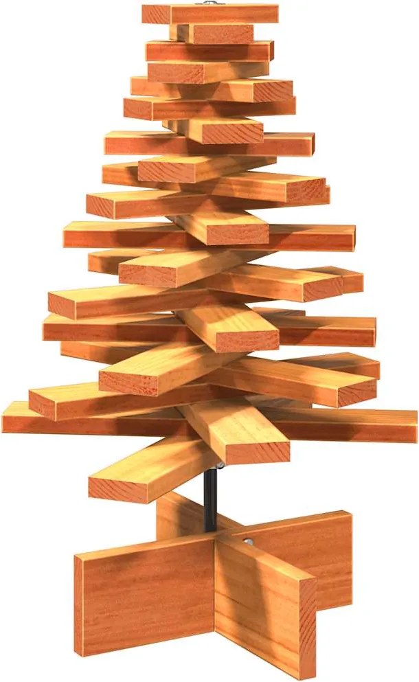 vidaXL Brad de Crăciun decorativ, maro ceruit, 60 cm, lemn pin masiv