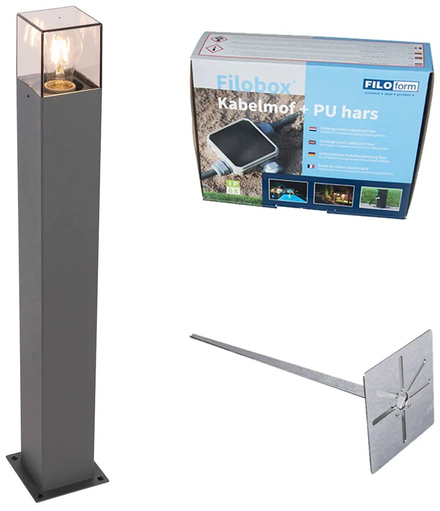 Lampă de exterior 70 cm antracit cu țăruș de pământ și mânecă de cablu - Denmark